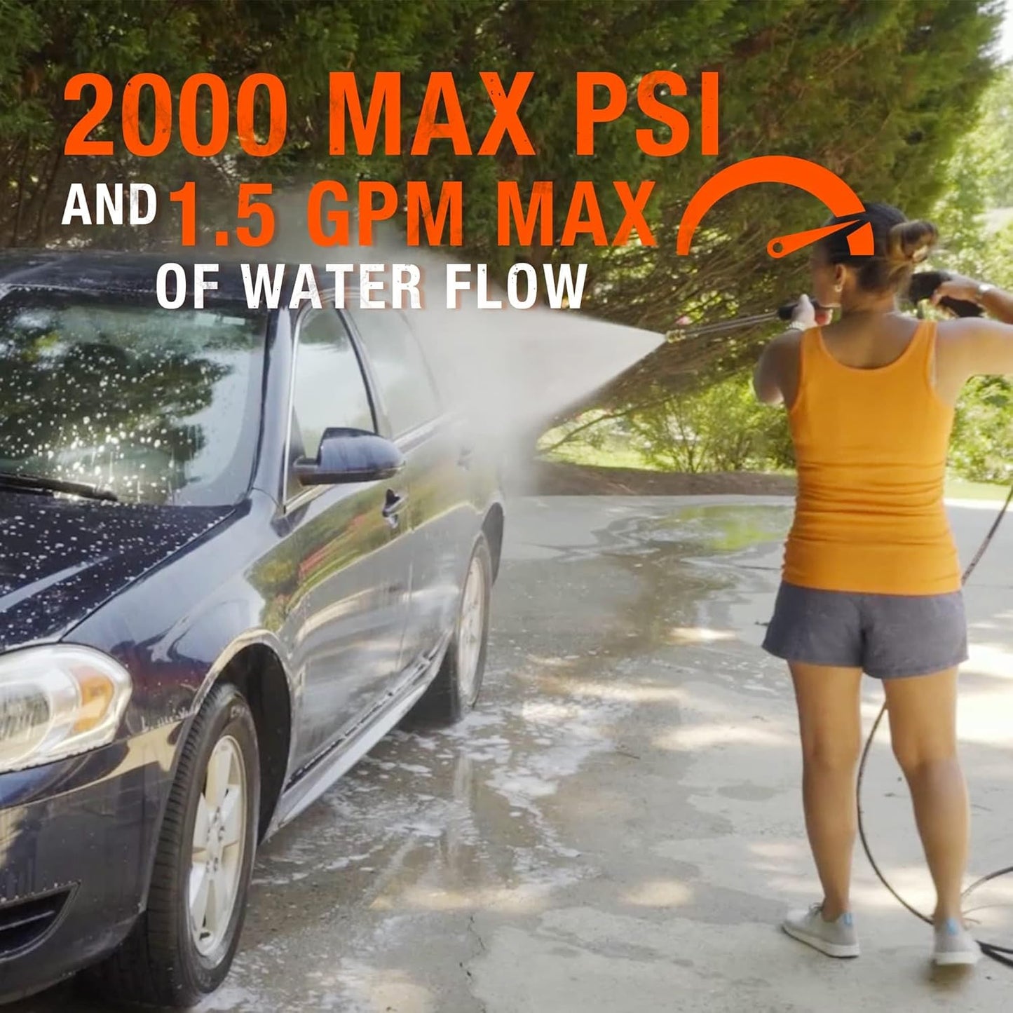 Yard Force Pressure Washer Electric Powered - 2000 PSI 2.3 GPM Power Washer with Hose Reel, Portable Washer with 4 Quick Connect Nozzles & 25 FT Hose for Cars, Fences, Patios