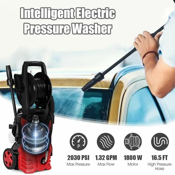 CAHEX Electric Brushless Pressure Washer CA2200-2500 PSI 1.3 GPM, Digital Pressure Controller, Foldable and Bonus Turbo Nozzle